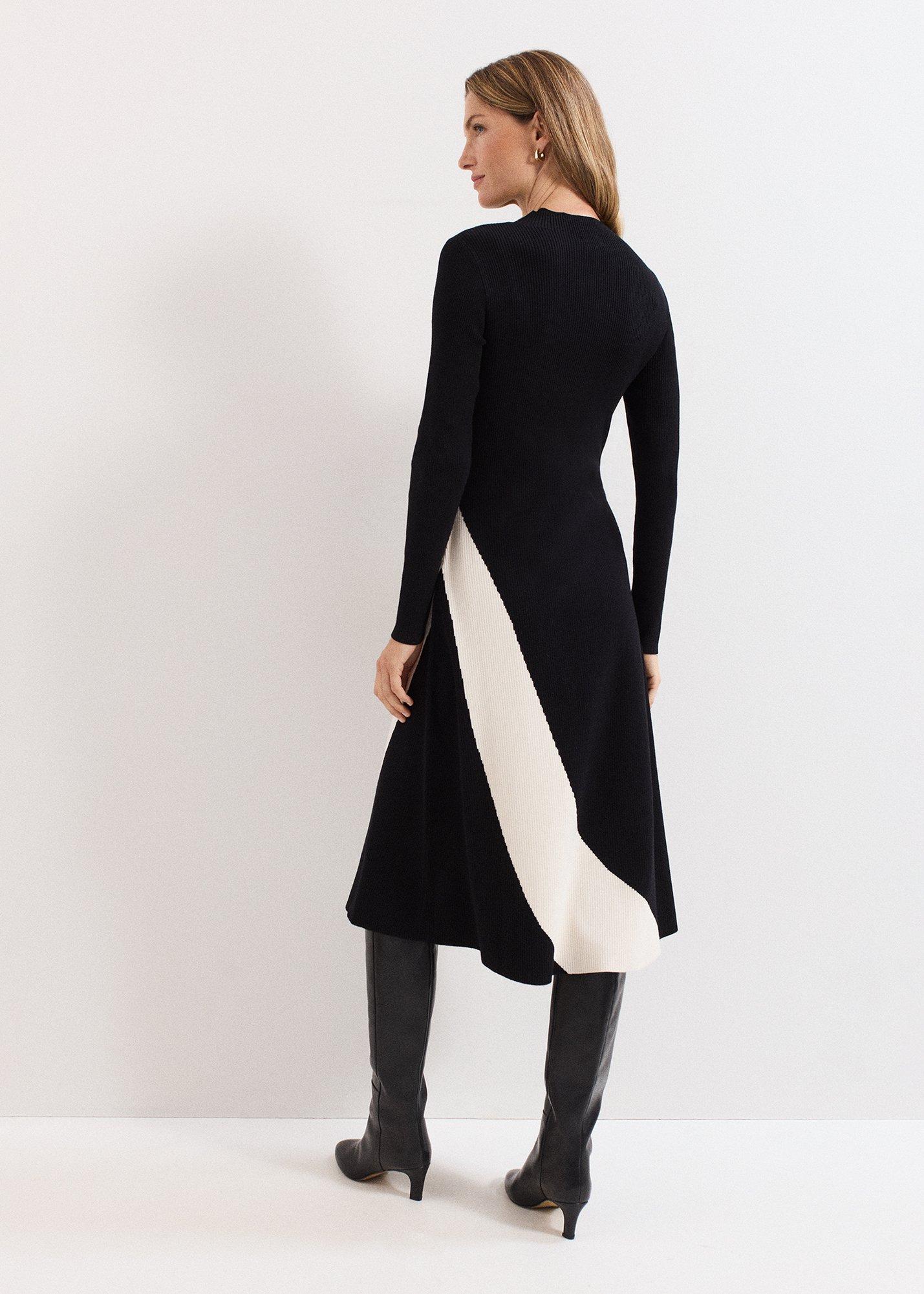 Petite Julie Fit And Flare ColourBlock Knit Dress