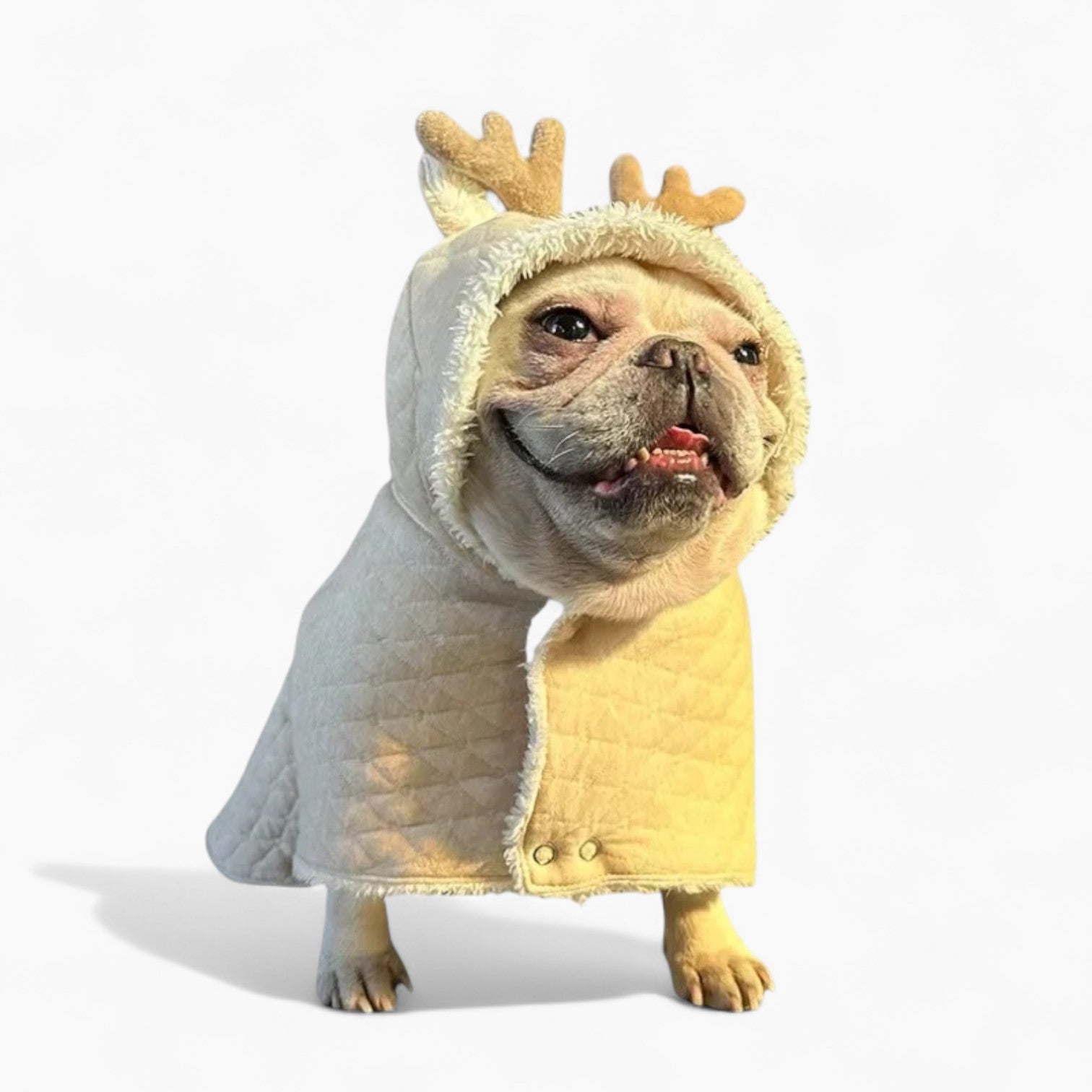 Trendy Antleruff French Bulldog Reindeer Costume – Warm Quilted Hoode...