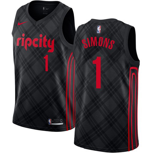 Black Nike Trail Blazers #1 Trail Blazers Jersey - Polyester
