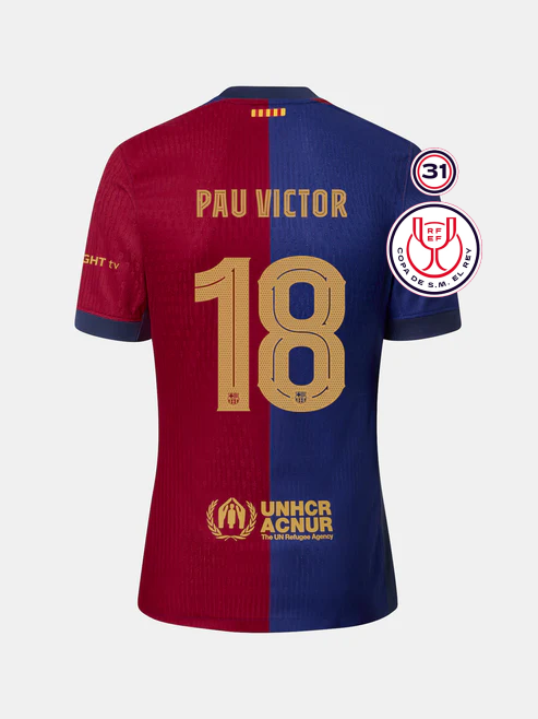 PAU VÍCTOR's 18 Jersey for Barcelona in the Copa Del Rey Final of the 24-25 season.