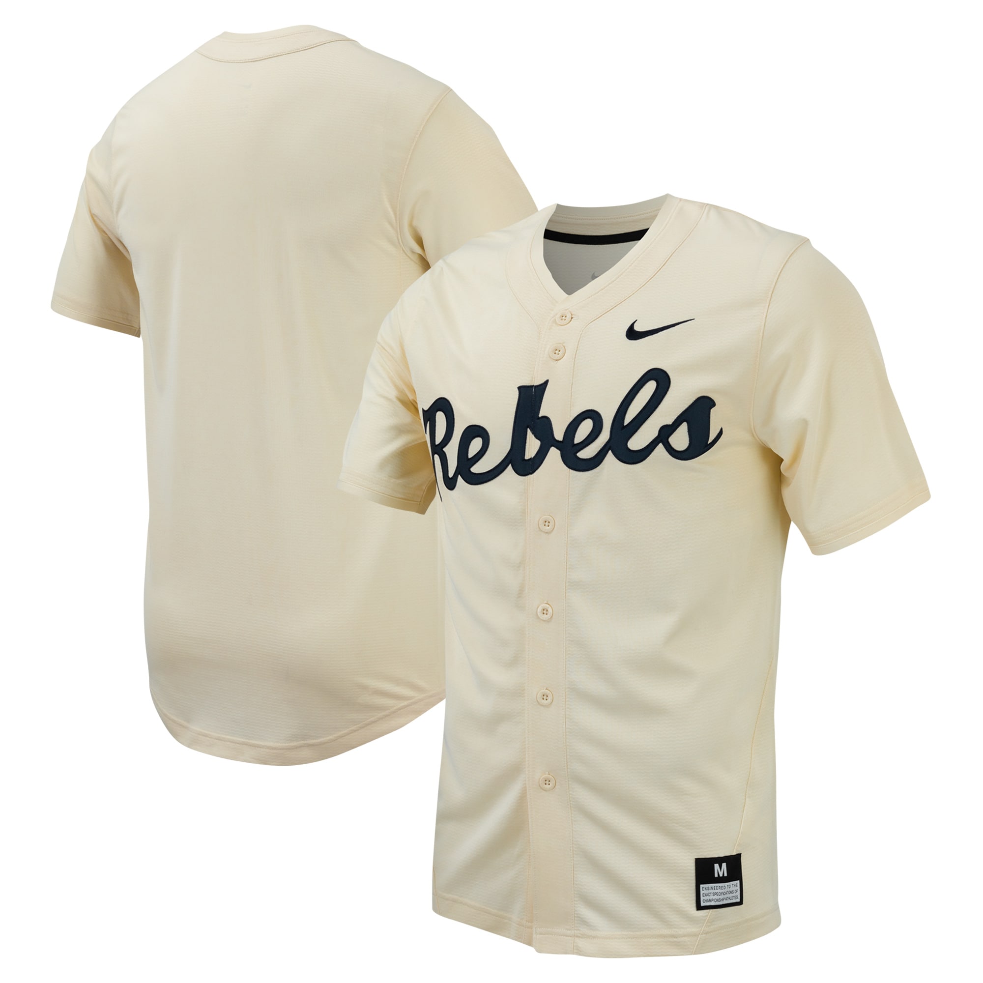 [NJP] Ole Miss Rebels Replica Full-Button Baseball Jersey - Cream