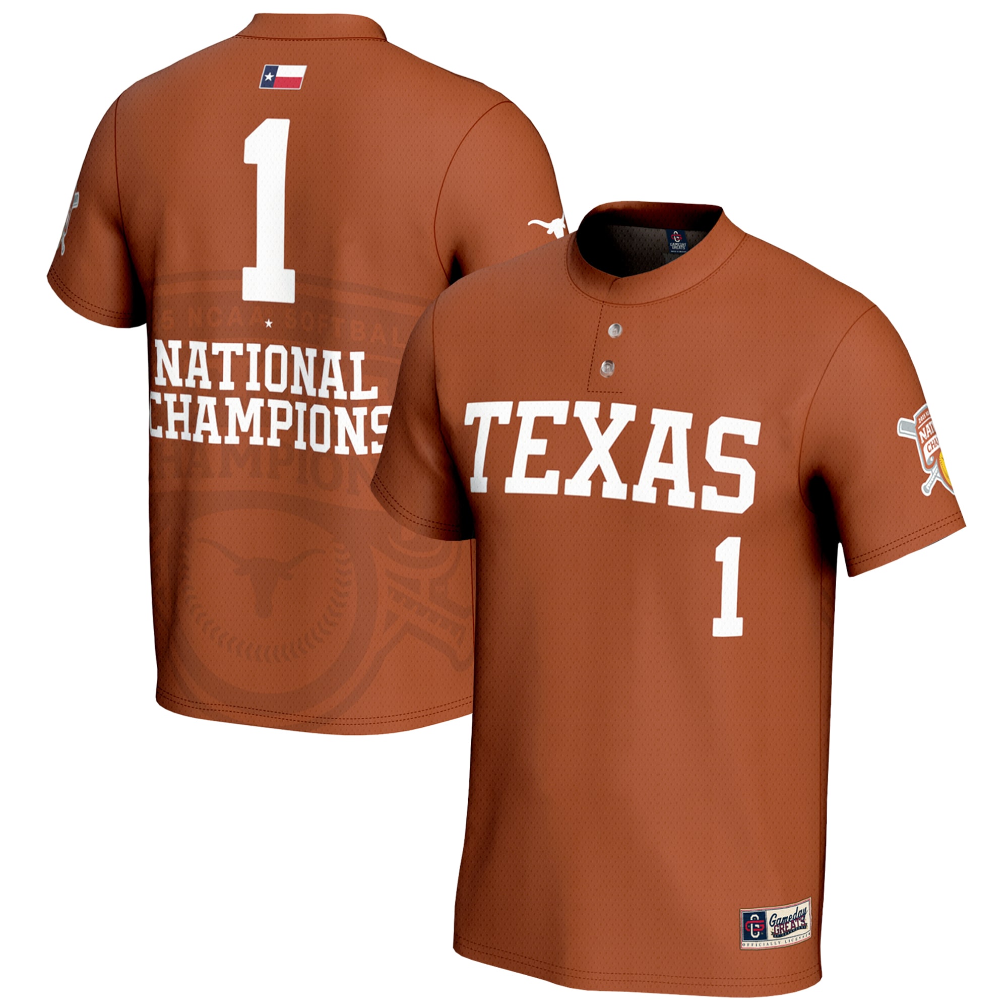 [NJP] Texas Longhorns GameDay Greats Youth 2025 NCAA Softball Women's College World Series Champions Lightweight Commemorative Fashion Jersey - Texas Orange