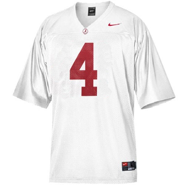 Men Alabama Crimson Tide #4 T.J. Yeldon White Nike Stitch Jersey