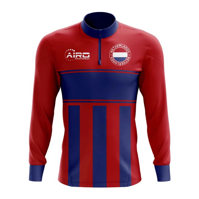 Official Netherlands Concept Football Half Zip Midlayer Top (Red-Blue)