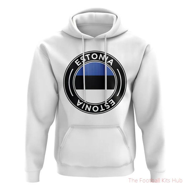 Men Estonia Football Badge Hoodie (White)