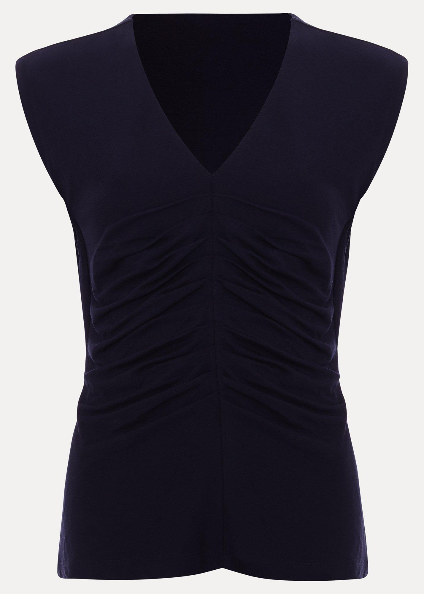 Taia Pleat Front V Neck Top