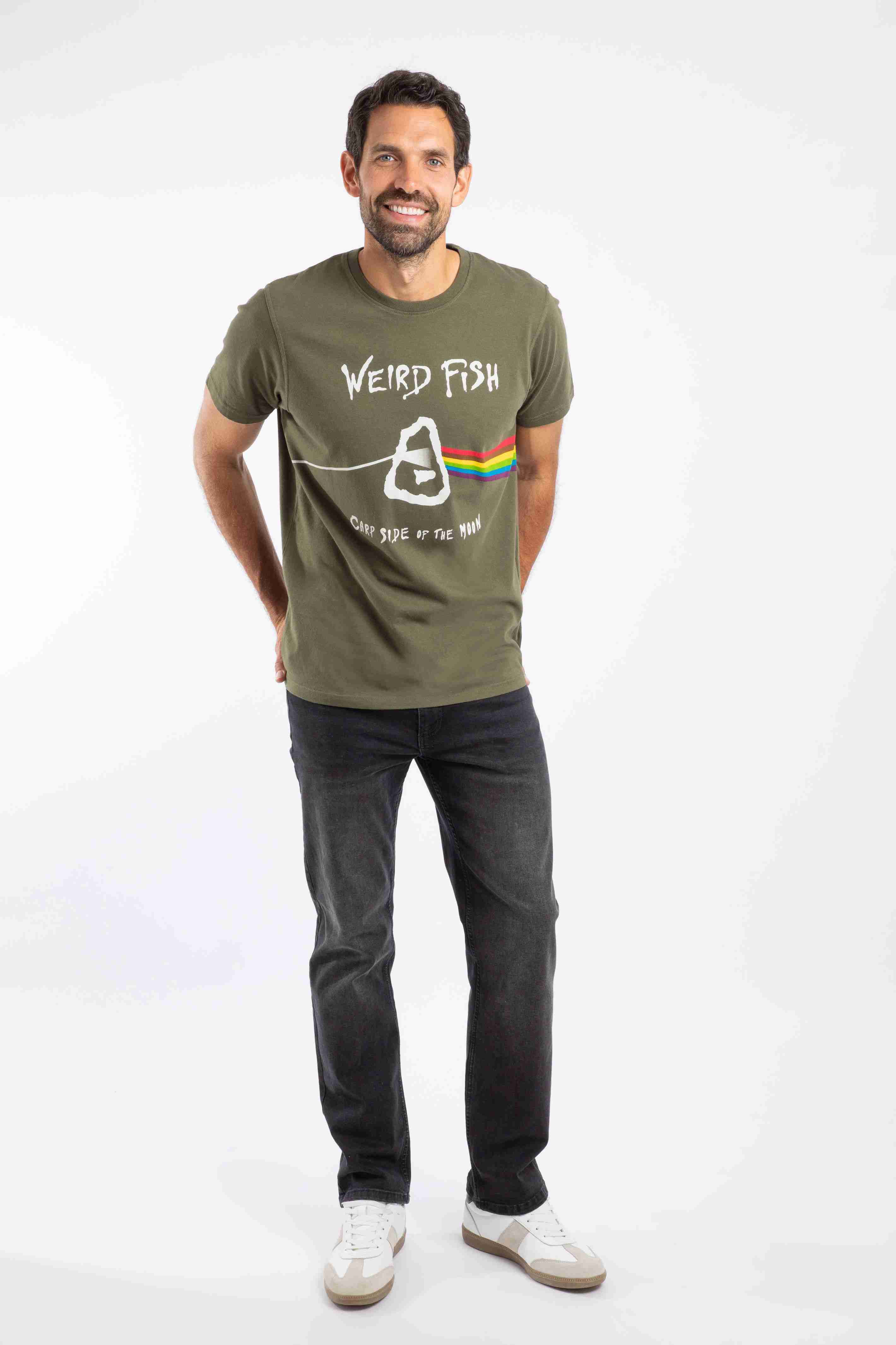 Carp Side Front Print Artist T-Shirt Deep Lichen Green