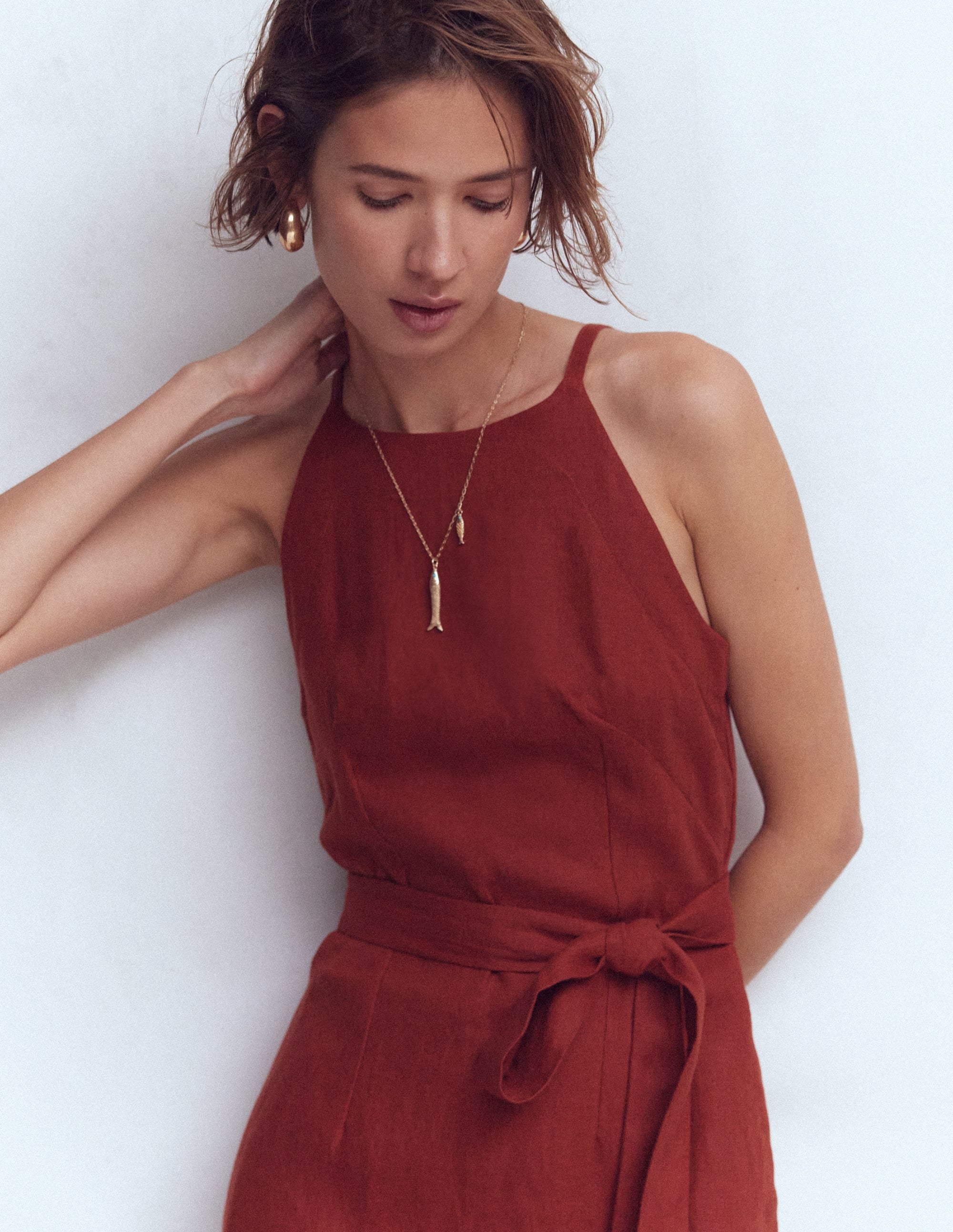 Rosa Halter Linen Midi Dress