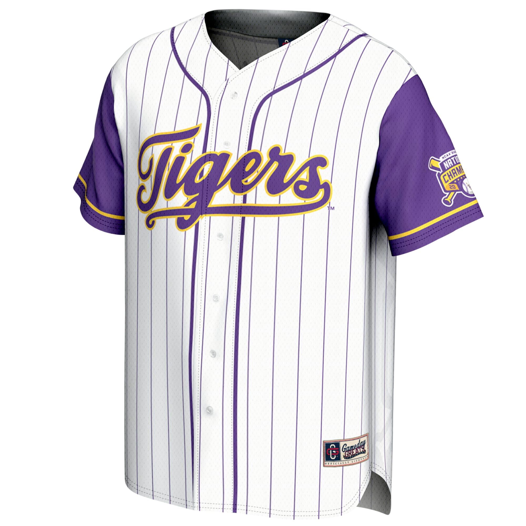 [DDG] LSU Tigers GameDay Greats Unisex 2025 NCAA Baseball Men's College World Series Champions Lightweight Baseball Jersey - White