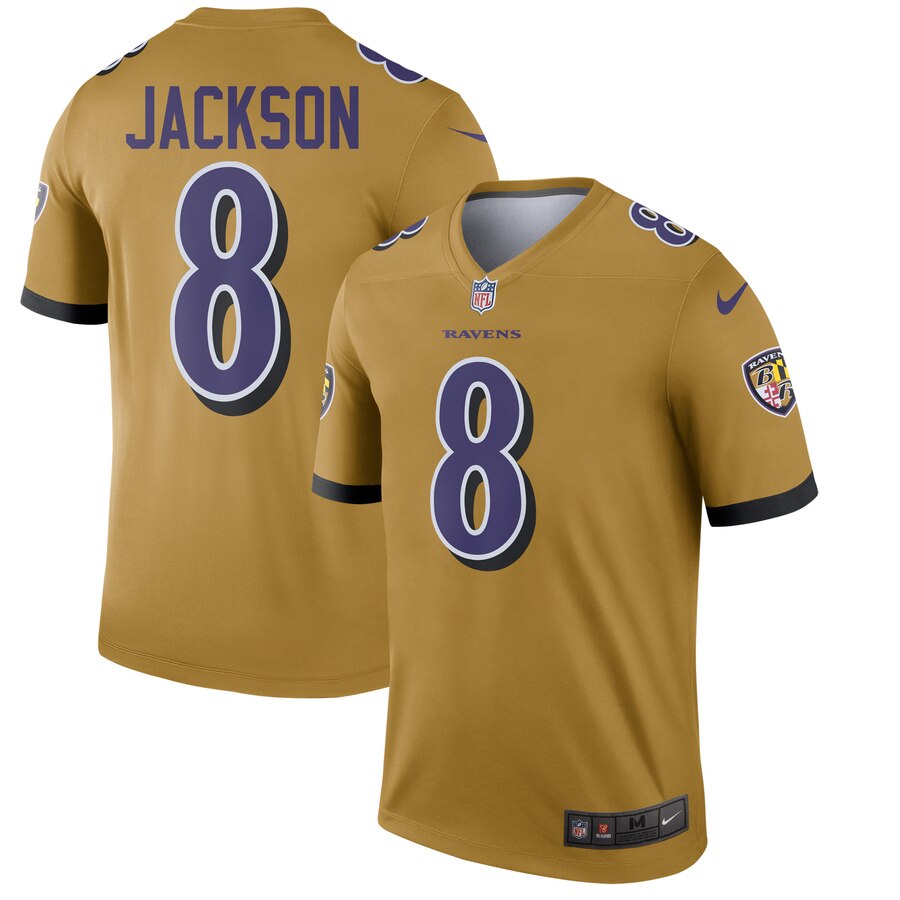 Authentic B R Ravens NFL #8 Lamar Jackson Game Team Color Jersey