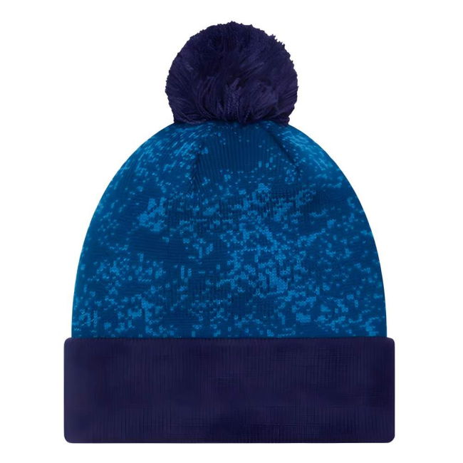 Chelsea Retro Lion All Over Print Blue Bobble Knit Beanie Hat