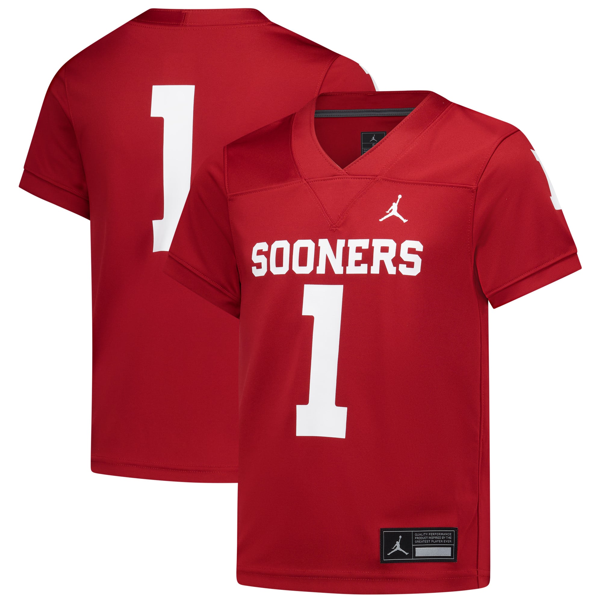 Preschool Jordan Brand #1 Crimson Oklahoma Sooners Football Jersey
