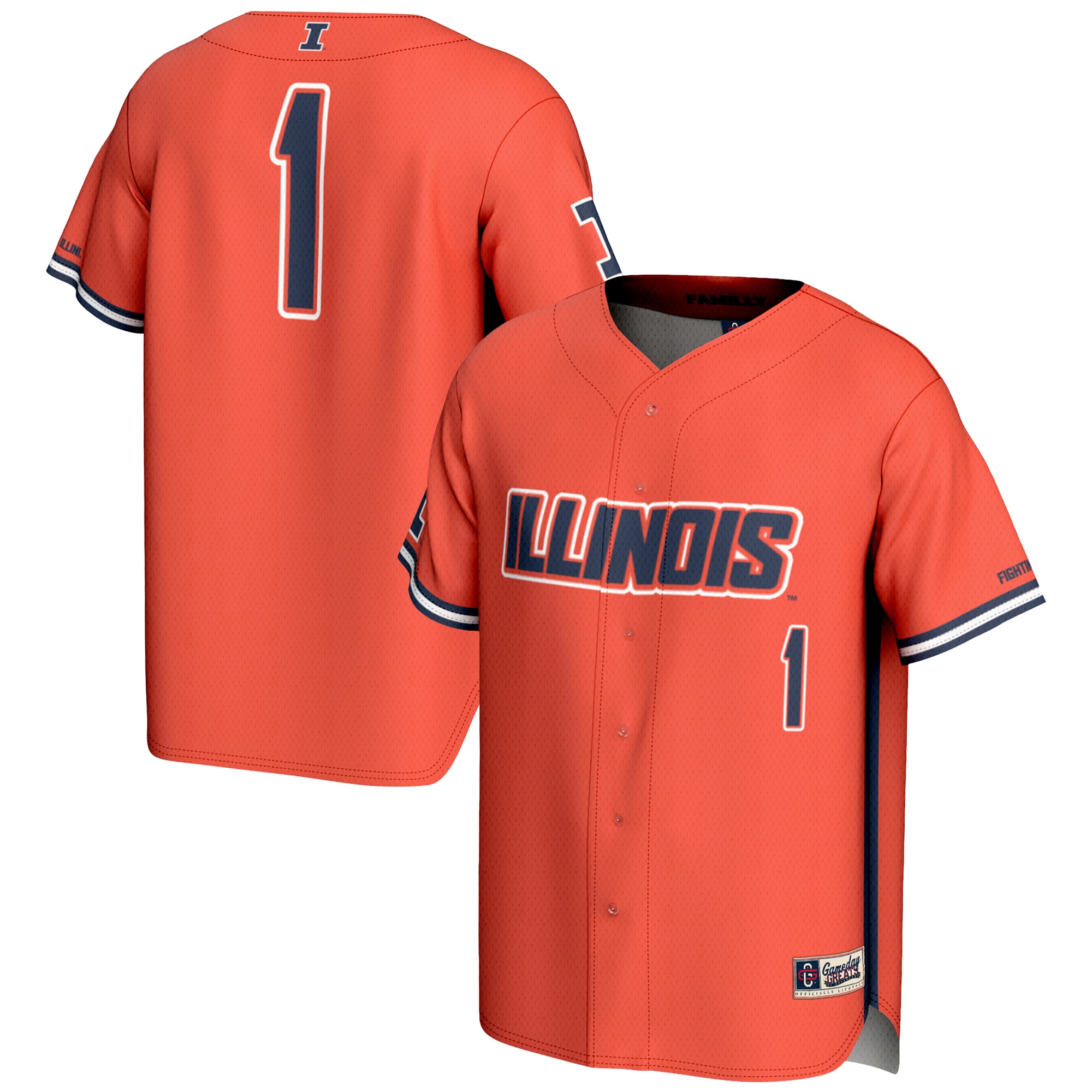 [NJP] Women's Illinois Fighting Illini GameDay Greats Lightweight Baseball Jersey - Orange