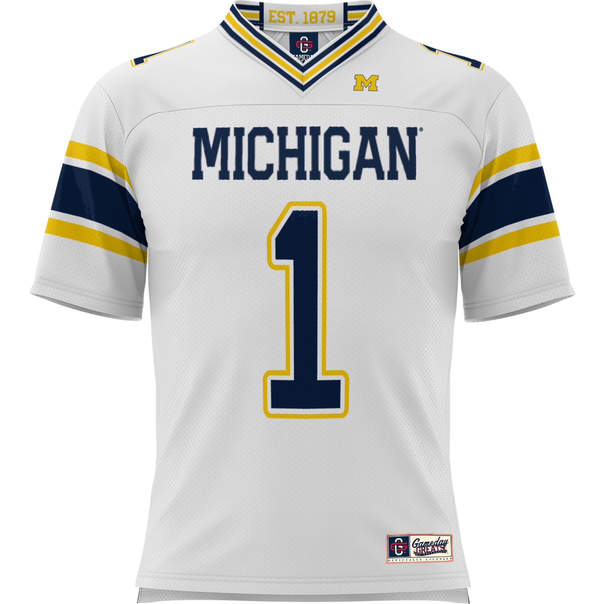 Men's #1 White Michigan Wolverines Football Jersey