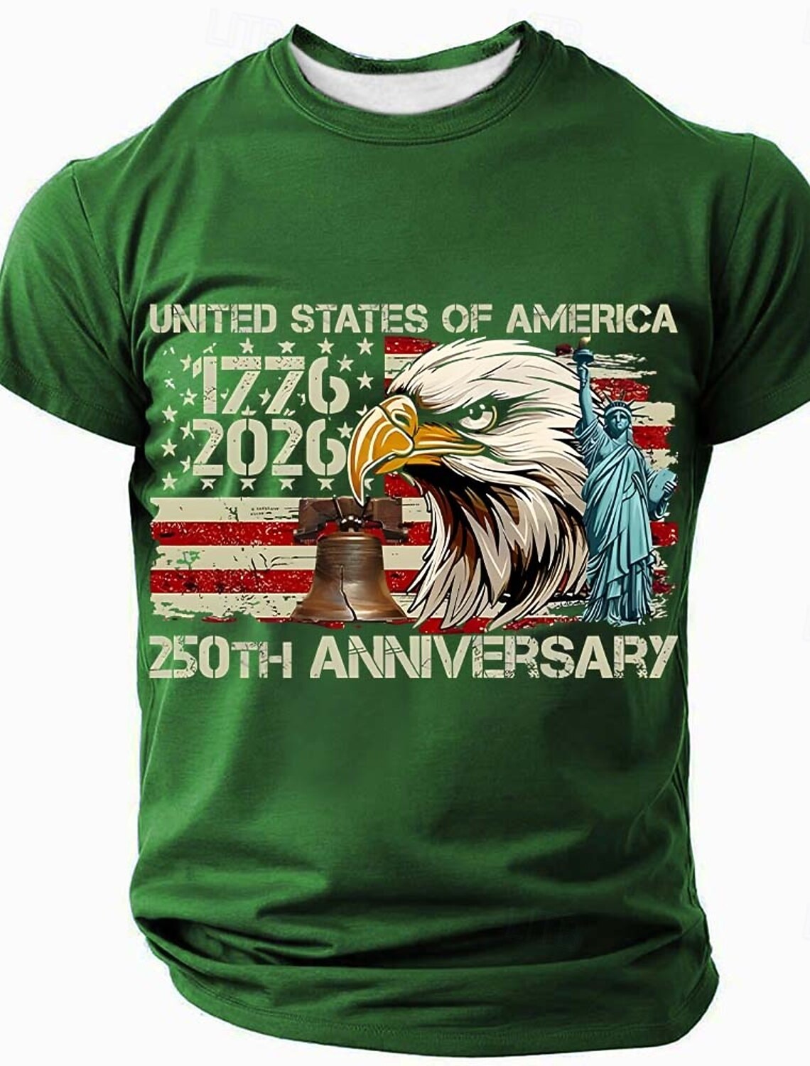 4th of July 2026 250th Memorial Day Men's 3D Print US Flag Crew Neck Short Sleeve T-Shirt Daily Street