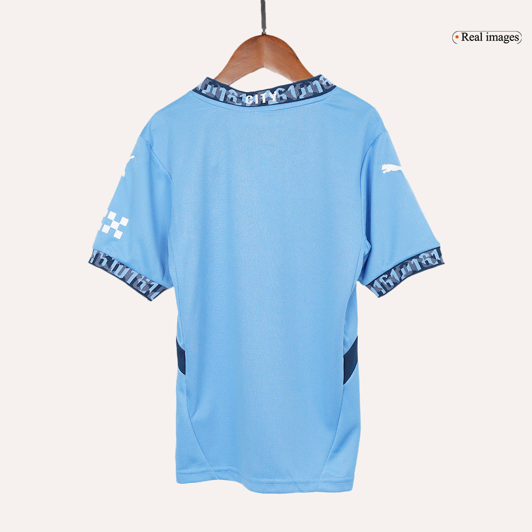 Kid's Manchester City Home Soccer Jersey Kit(Jersey+Shorts) 2024/25Aut