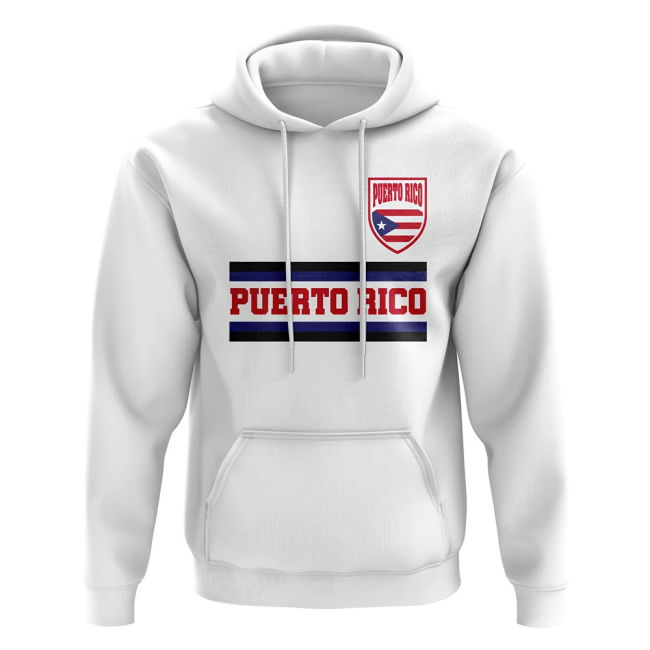 Premium-Quality Puerto Rico Core Football Country Hoody (White)