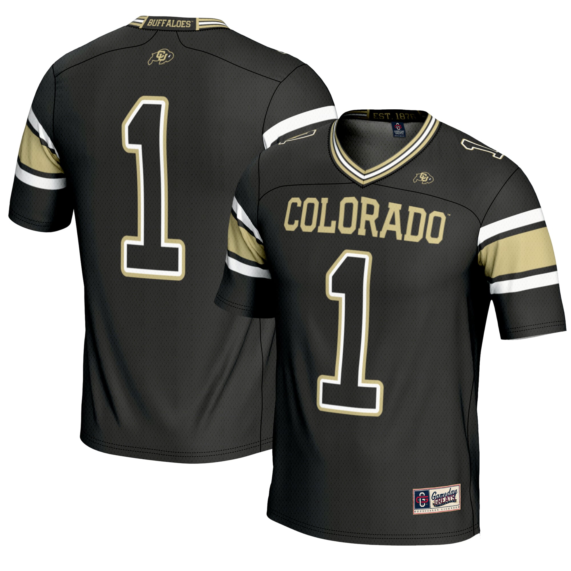 Youth #1 Black Colorado Buffaloes Endzone Football Jersey
