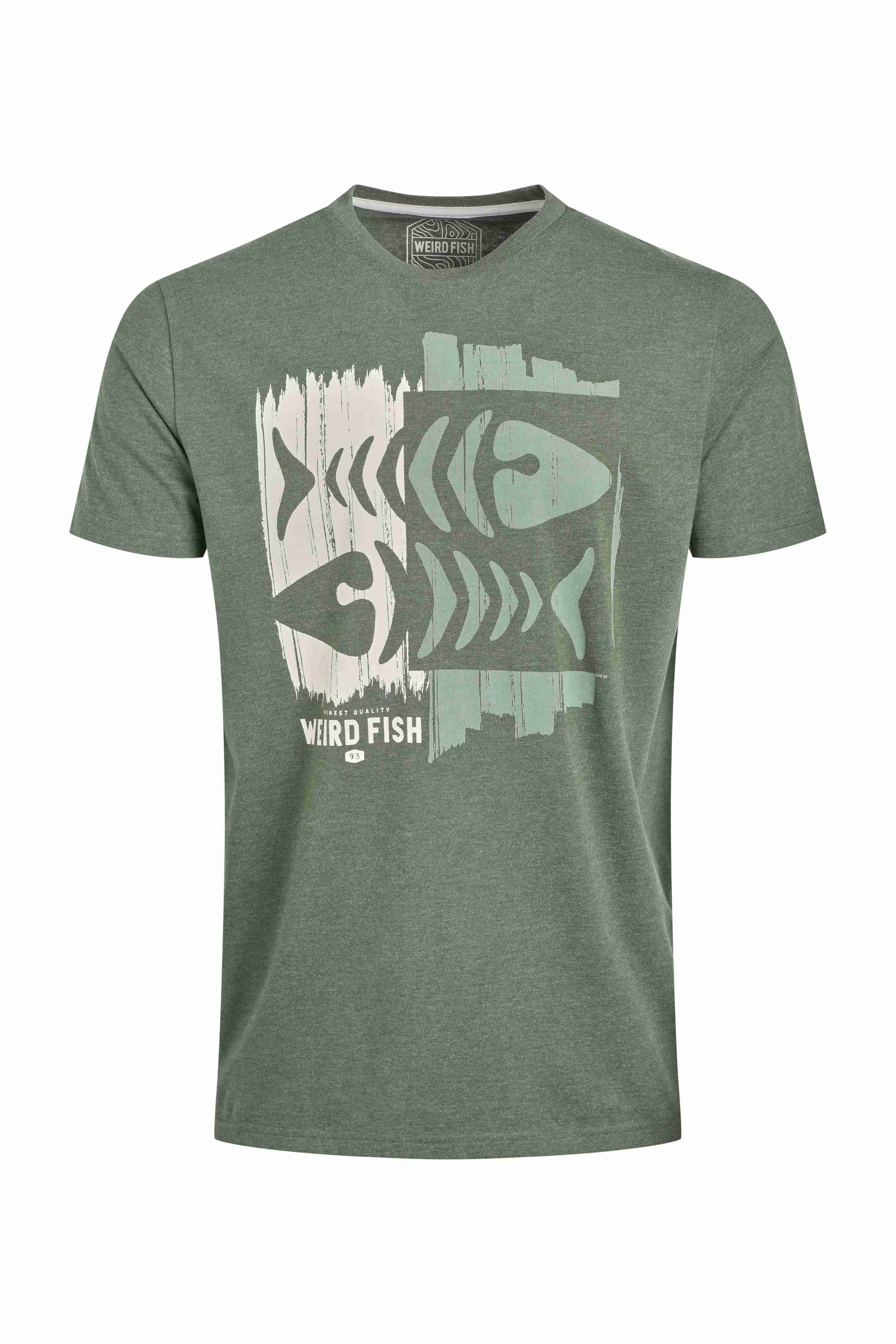 Double Fish Front Print Graphic T-Shirt Deep Lichen Green
