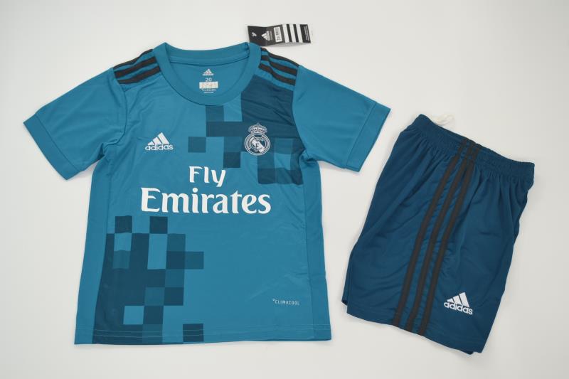 Breathable Kids Real Madrid Third 201718 Soccer Suits ShirtShorts
