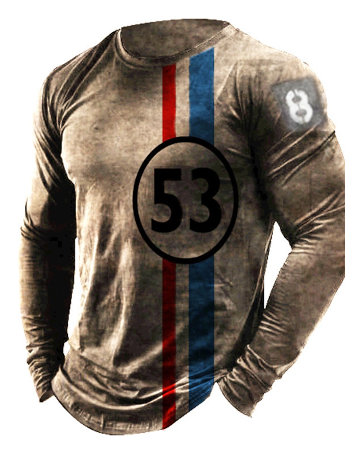 Men's Unisex Striped Graphic Prints T Shirt Distressed Long Sleeve 3D