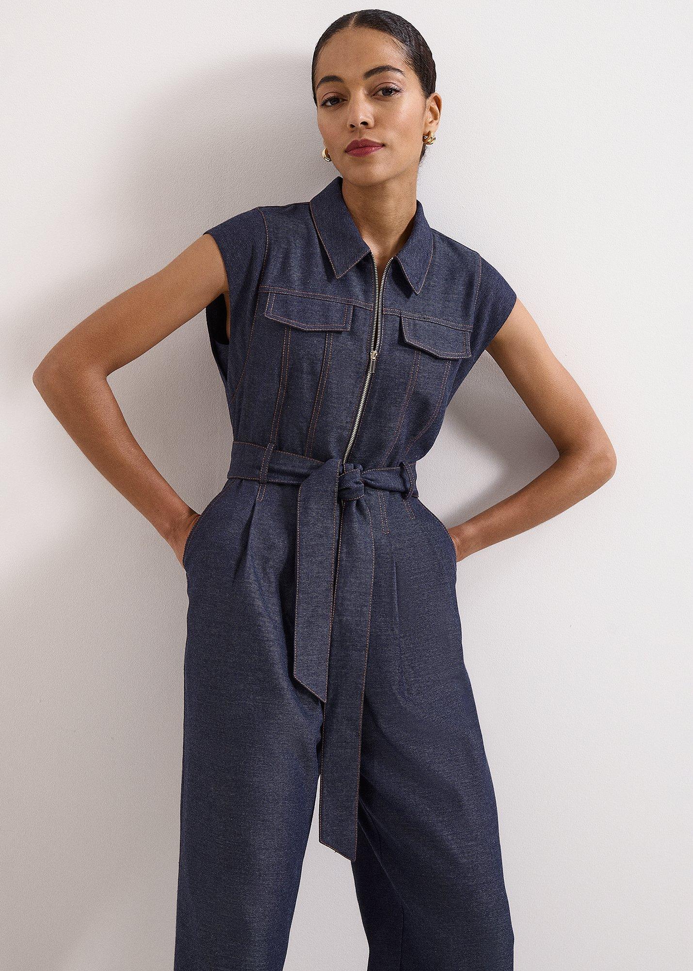Luiza Denim Wide-Leg Jumpsuit