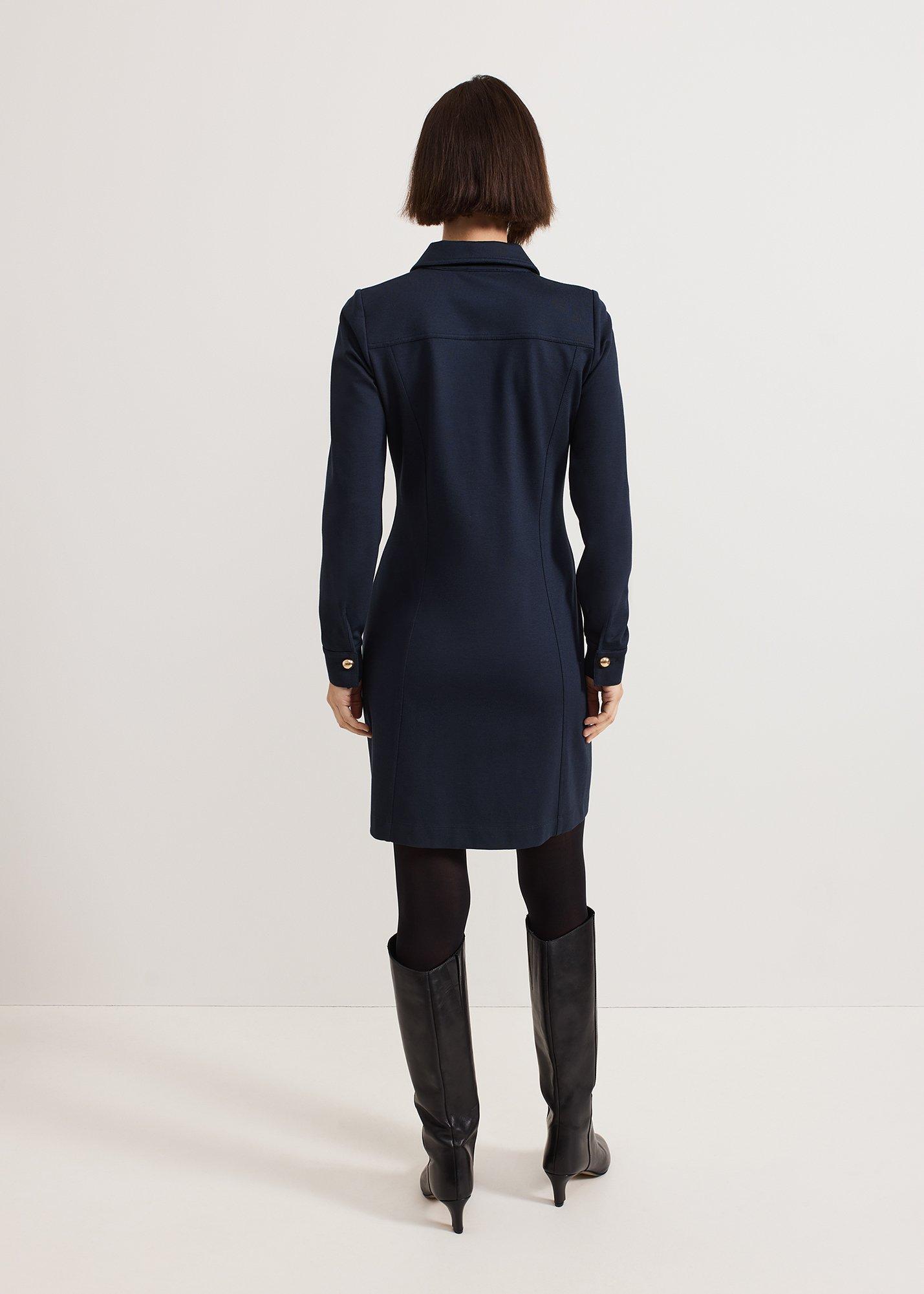 Mavery Navy Button Through Mini Dress