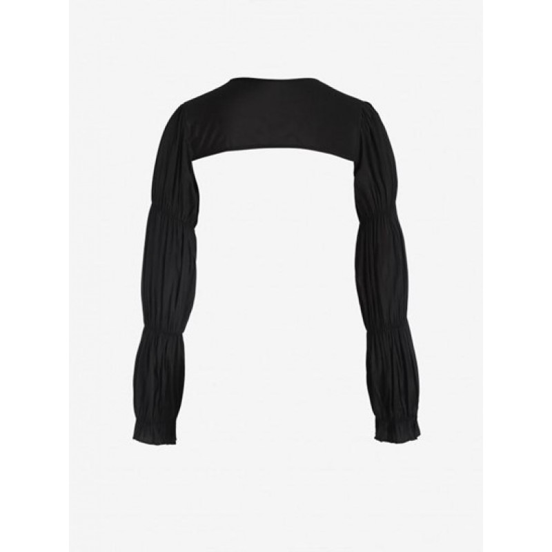 Tie Collar Poet Sleeve Shrug Top JR3194