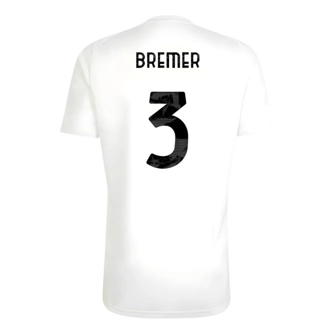 Professional Grade Juve Juventus Training Tee White Bremer #3 Late...