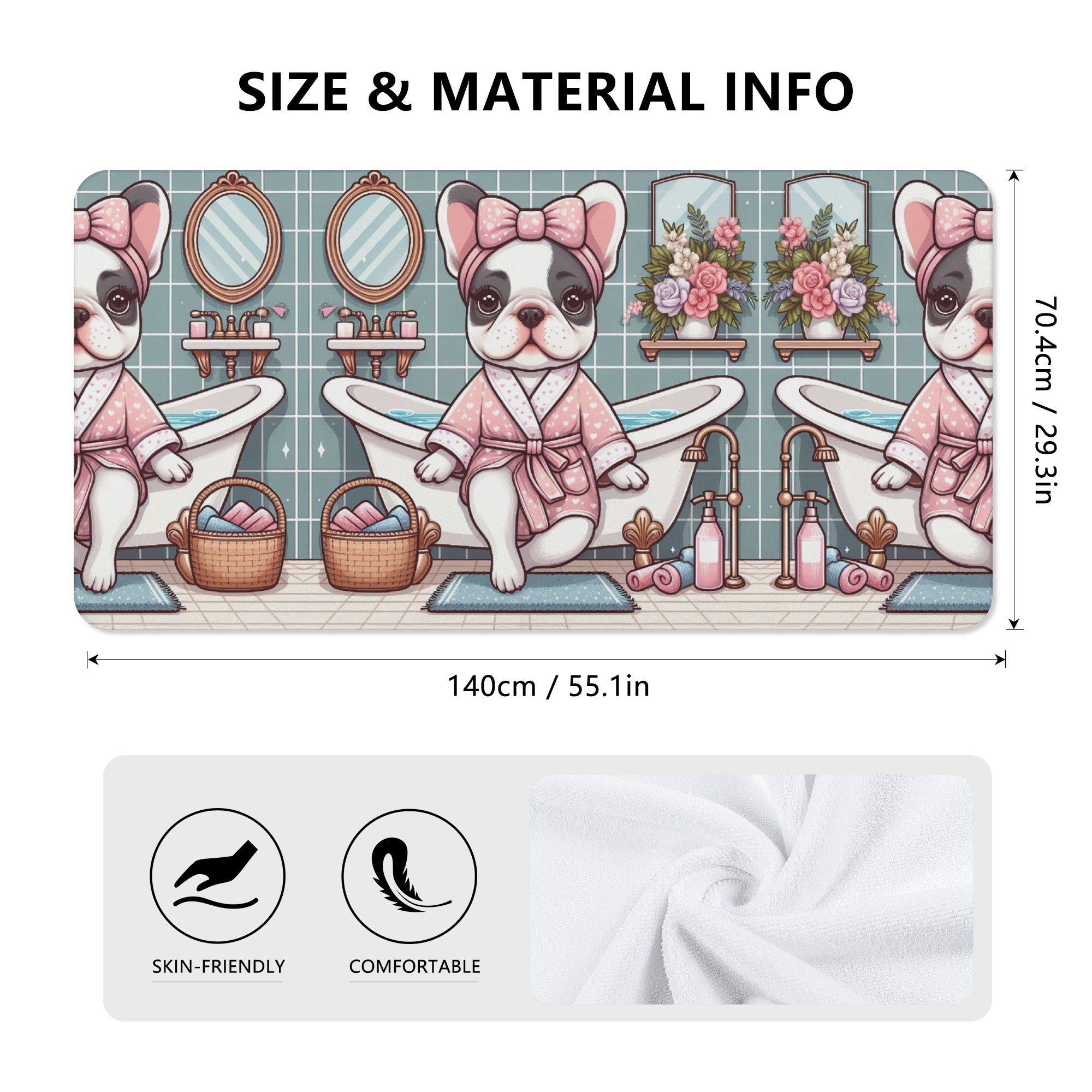 French Bulldog Lady Bath Towel Cute Frenchie Essential