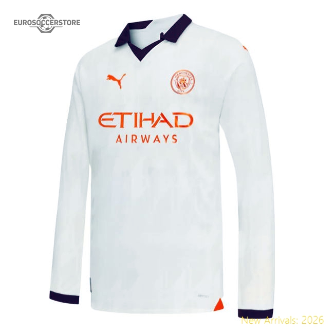 Official 2023-2024 Man City Long Sleeve Away Shirt (kids) (rodrigo