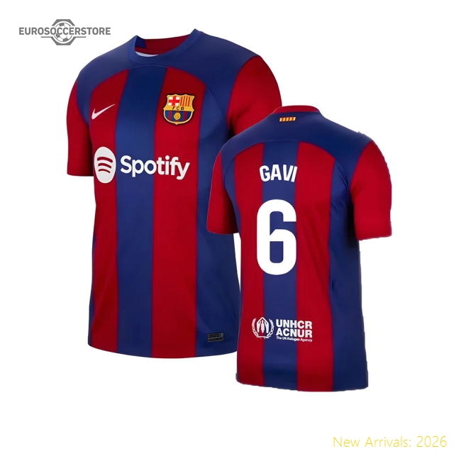 2023-2024 Barcelona Home Jersey Shirt (Gavi 6) Fan Edition
