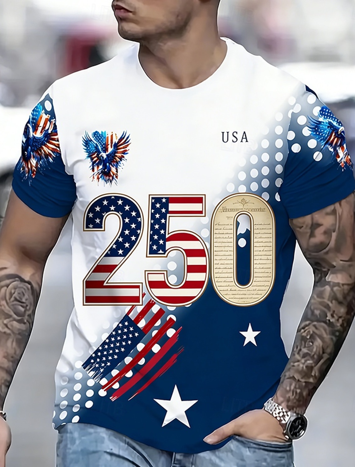 America's 250th Anniversary Men's American US Flag Patriotic Shirt