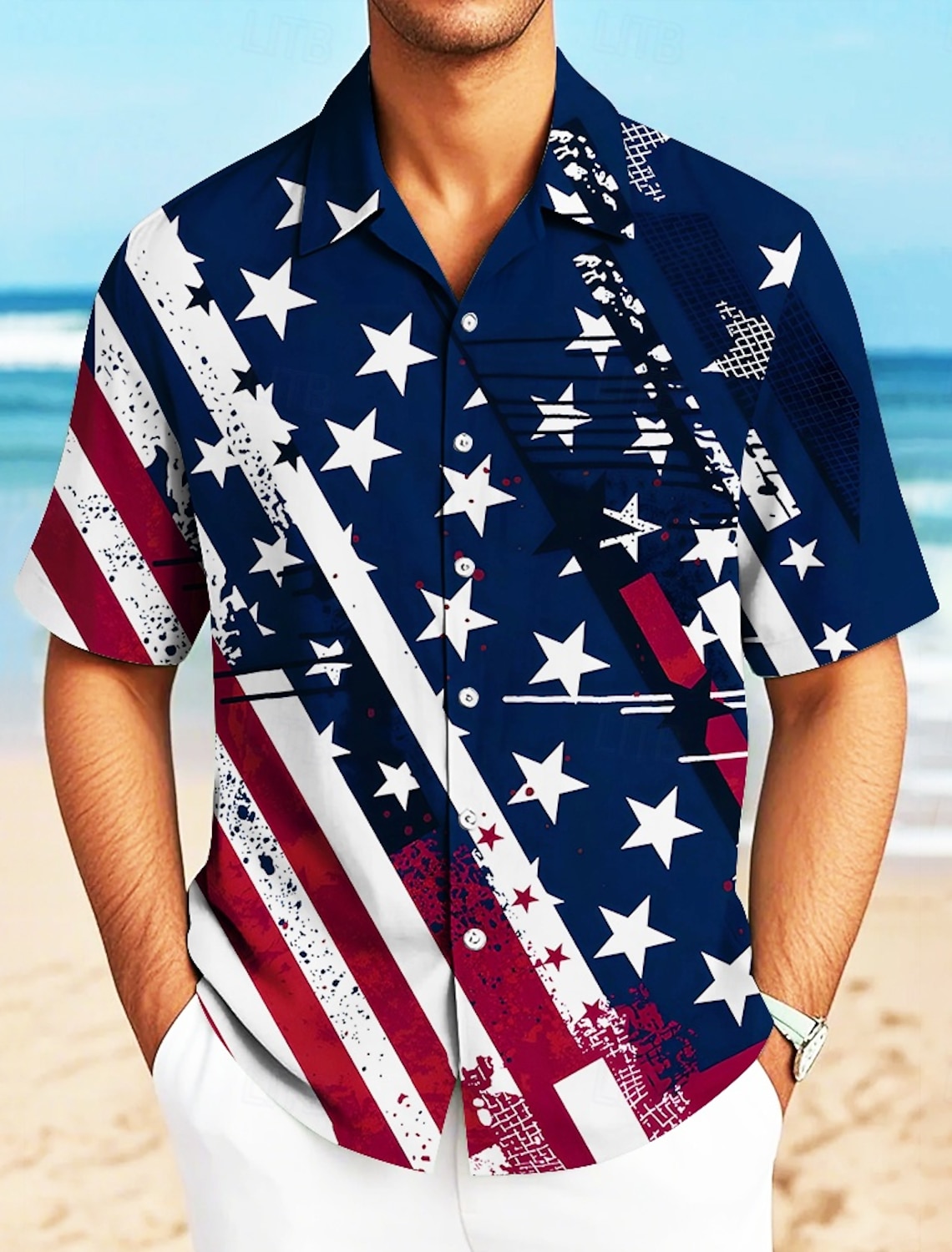 Independence Day Men's 4th of July U.S. 250th Anniversary US Flag Patriotic Shirt Summer Shirt Button Up Shirt Short Sleeve Fashion Casual Outdoor Vacation Dailywear Summer Turndown 3D Print Linen