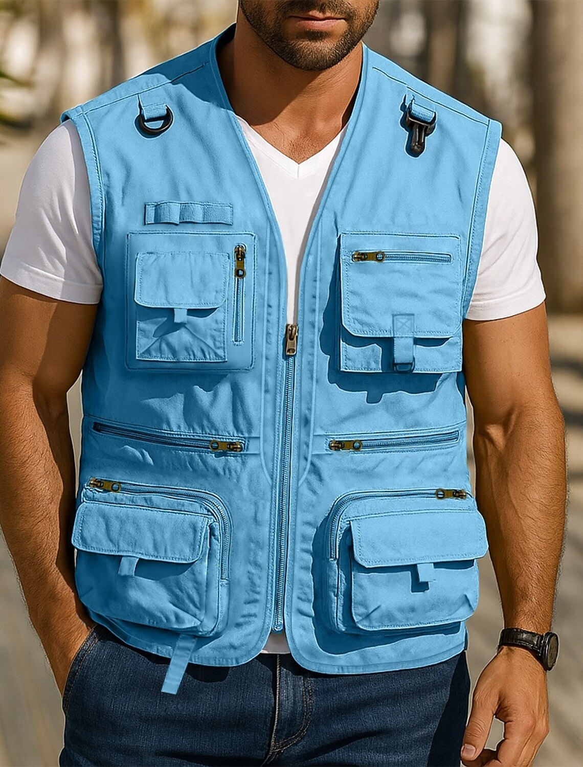 Men's Outdoor Vest Tactical Jacket Sports Casual Fishing Camping &