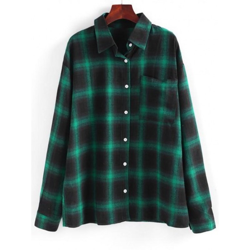 Plaid Drop Shoulder Pocket Shirt MJ6364