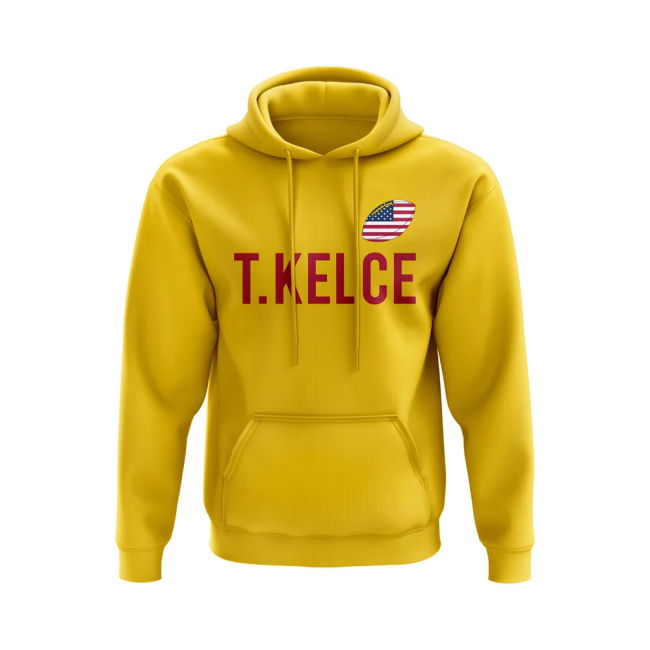 Match-Ready Travis Kelce Usa Name Hoody (Yellow) Elite Championship