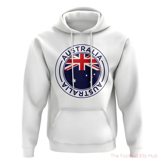 Men Australia Football Badge Hoodie (White)
