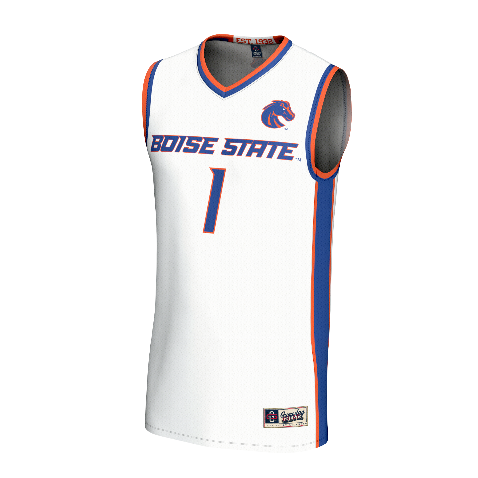 [DDG] Boise State Broncos GameDay Greats Youth Lightweight Collegiate Basketball Fashion Jersey - White
