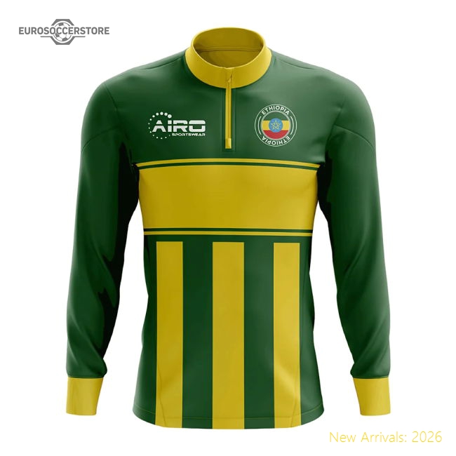 Ethiopia Concept Football Half Zip Midlayer Top (green-yellow)