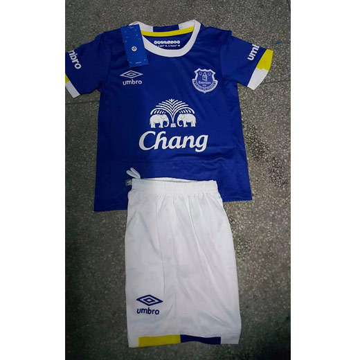 Kids Everton Home 201617 Soccer Kits ShirtShorts - Official Replica