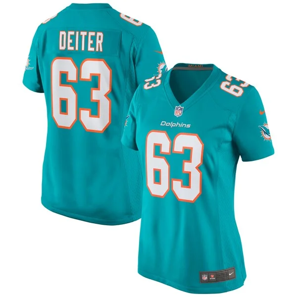 None Michael Deiter Game Jersey - Aqua | NFL Player Jersey | NFL Footb
