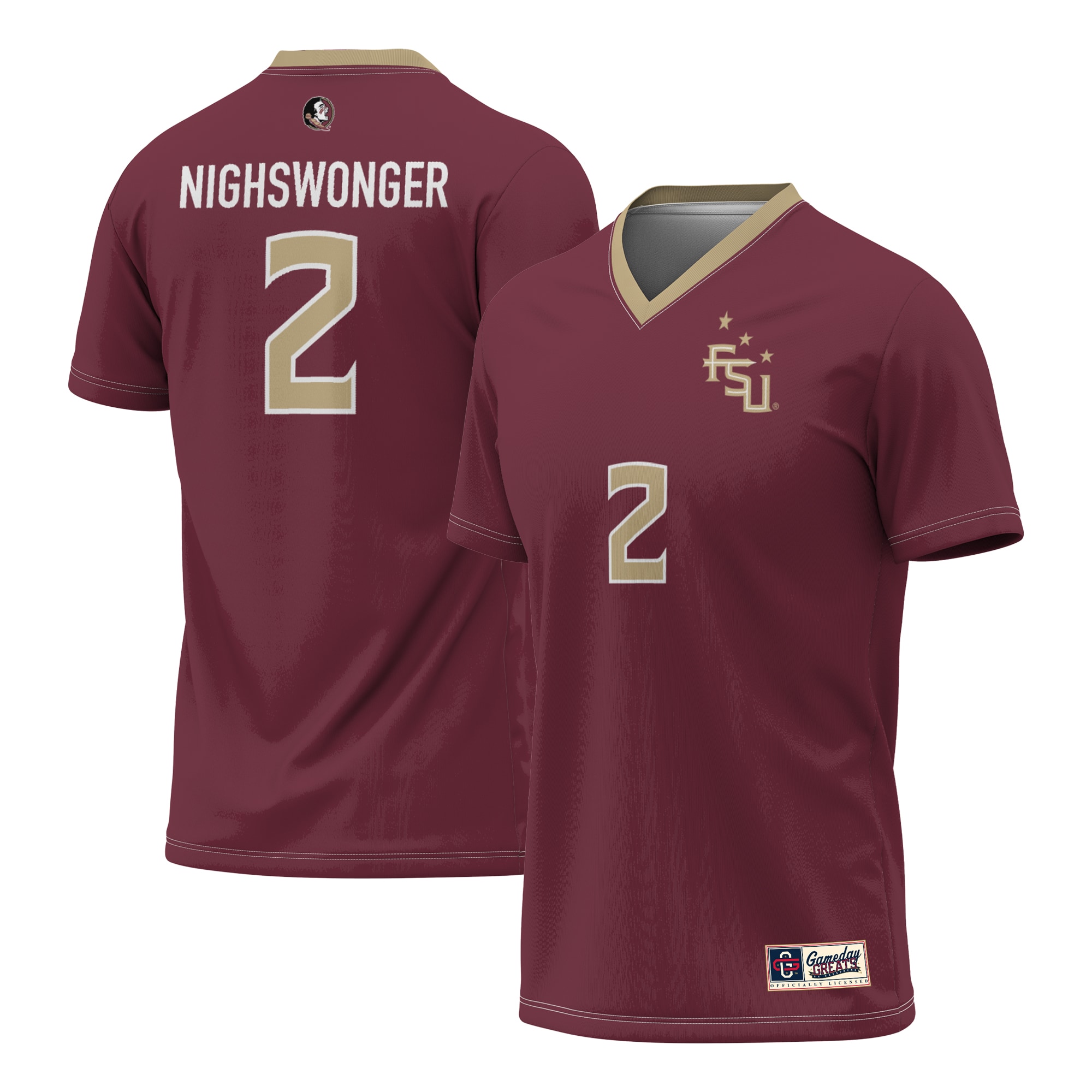 [NJP] Jenna Nighswonger Florida State Seminoles GameDay Greats Unisex Women's Soccer Fashion Jersey - Garnet