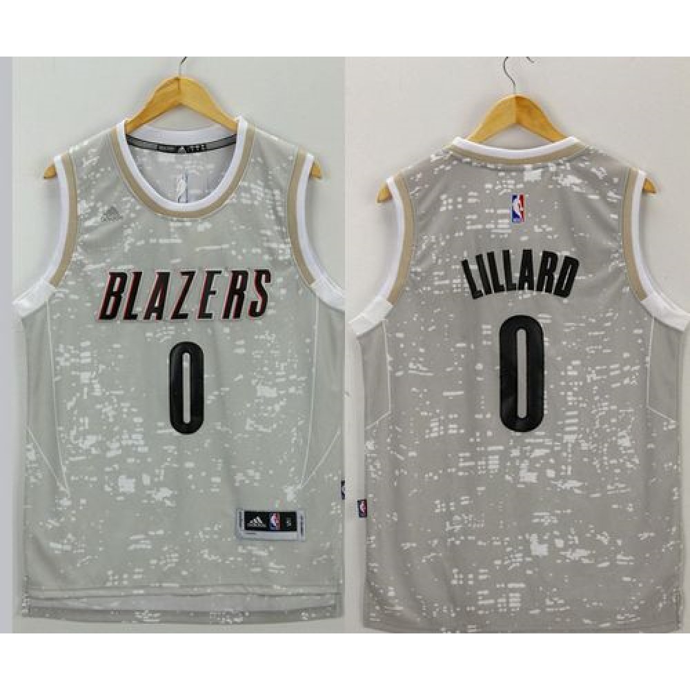 Blazers #0 Damian Lillard Grey City Light Stitched NBA Jersey