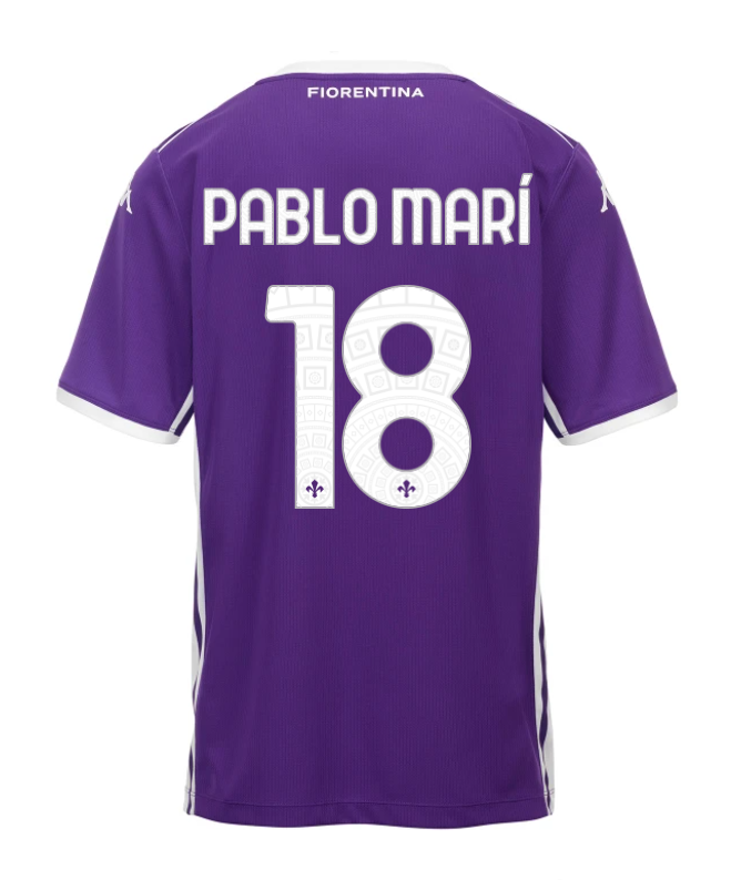 Fiorentina's 25-26 Home Jersey, featuring PABLO MARÍ with the number 18.