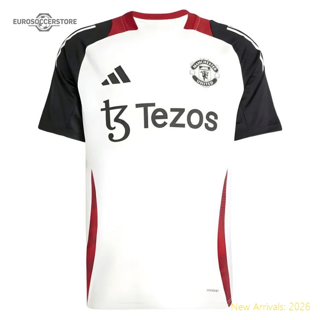 High-Quality Authentic 2024-2025 Man Utd Training Jersey Off White