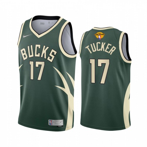 Milwaukee Milwaukee Bucks #17 P. J. Tucker Mens 2021 NBA Finals Bound Swingman Earned Edition Jersey Green Youth