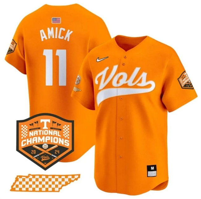 Men's None #11 Billy Amick Orange 2024 game jersey away jersey Jersey