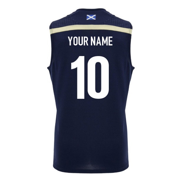 [WSG] 2026 2027 Scotland Rugby Poly Sleeveless Shirt Name) Kids Kit (Navy) (Your