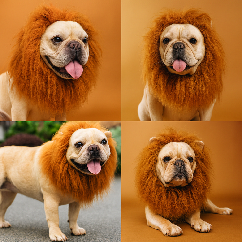 RoaRuff Frenchie Lion Mane Costume – Halloween Headgear Hat with Ear
